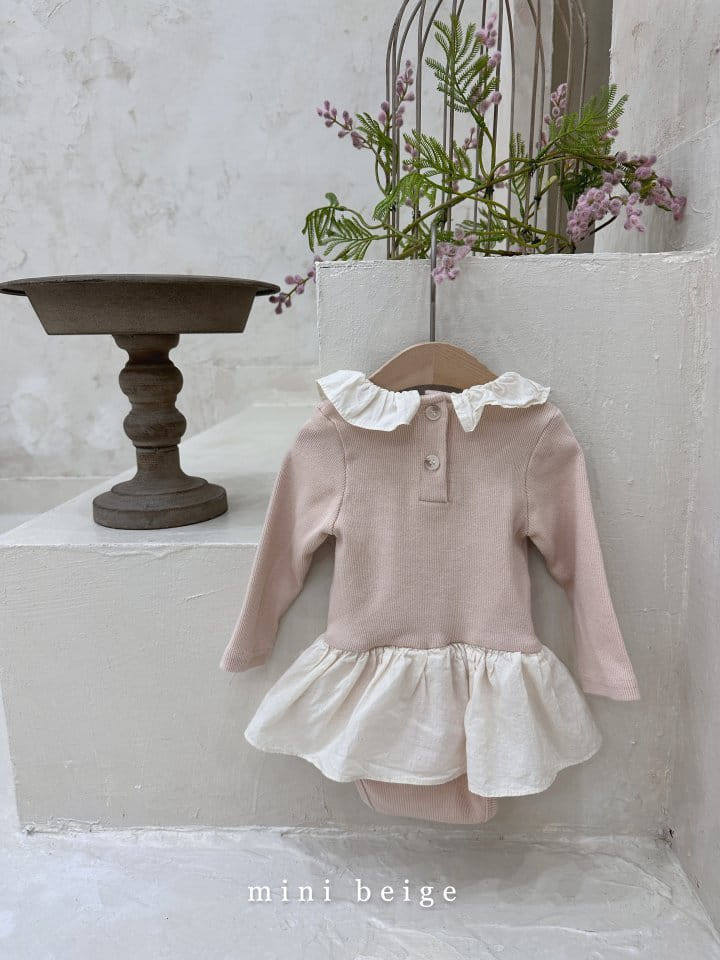 The Beige - Korean Baby Fashion - #babyoutfit - Rib Skirt Bodysuit - 4