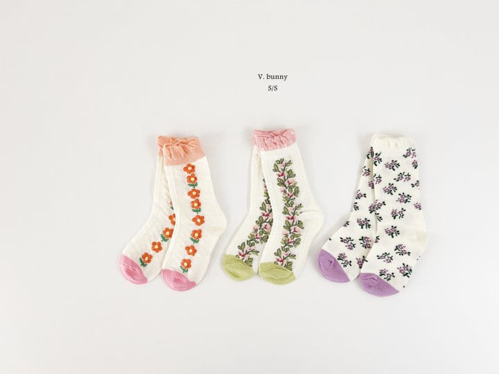 V Bunny - Korean Children Fashion - #childrensboutique - Flower Socks Set