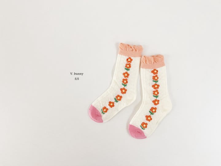 V Bunny - Korean Children Fashion - #discoveringself - Flower Socks Set - 3