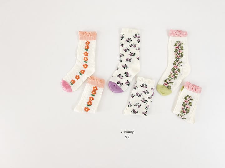 V Bunny - Korean Children Fashion - #littlefashionista - Flower Socks Set - 9