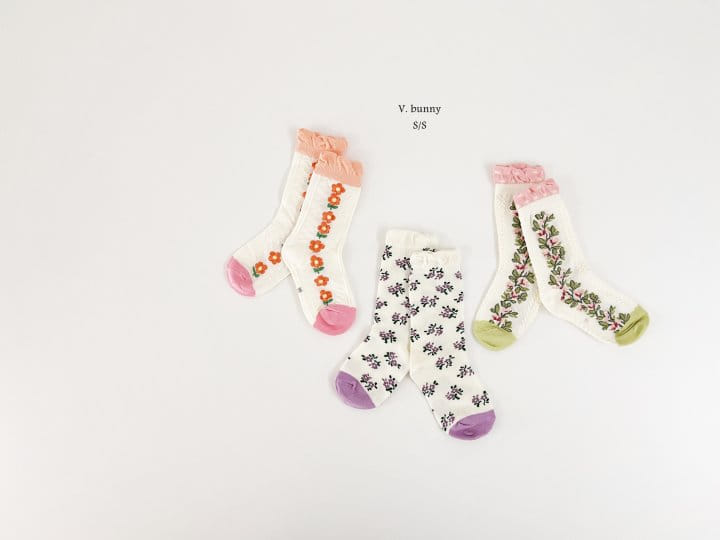 V Bunny - Korean Children Fashion - #magicofchildhood - Flower Socks Set - 10