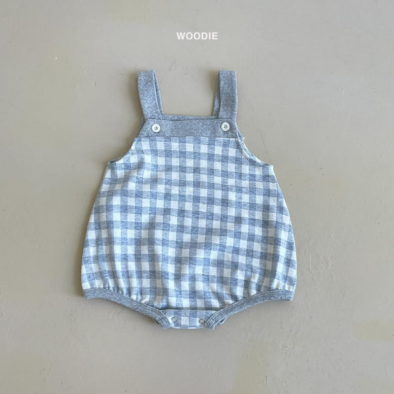 Woodie - Korean Children Fashion - #fashionkids - Check Dungarees Bodysuit - 2