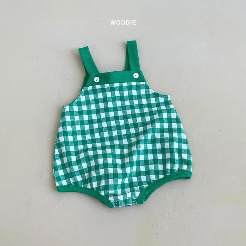 Woodie - Korean Children Fashion - #kidzfashiontrend - Check Dungarees Bodysuit - 5