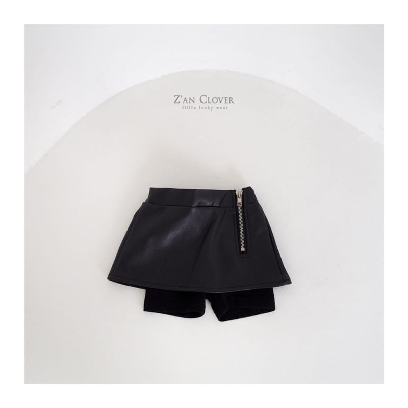 Zan Clover - Korean Children Fashion - #kidsshorts - Leather Zipper Skirt