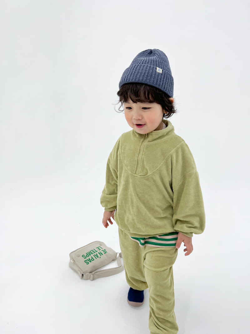 a-Market - Korean Children Fashion - #childrensboutique - Terry Half Zip-up - 5