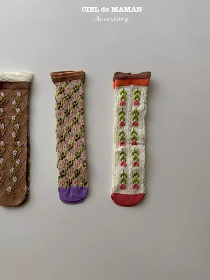 Flower Jacquard Socks (2~8y)