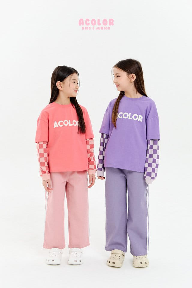 Acolor - Korean Children Fashion - #childofig - Check Board Layered Tee