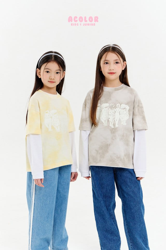 Acolor - Korean Children Fashion - #designkidswear - Cats Layered Tee - 2