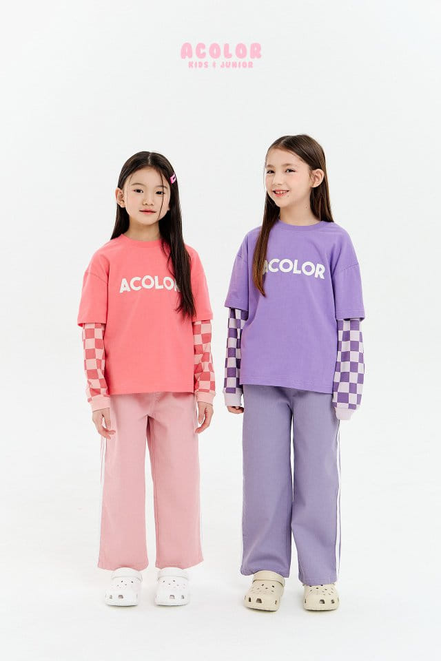 Acolor - Korean Children Fashion - #designkidswear - Check Board Layered Tee - 4