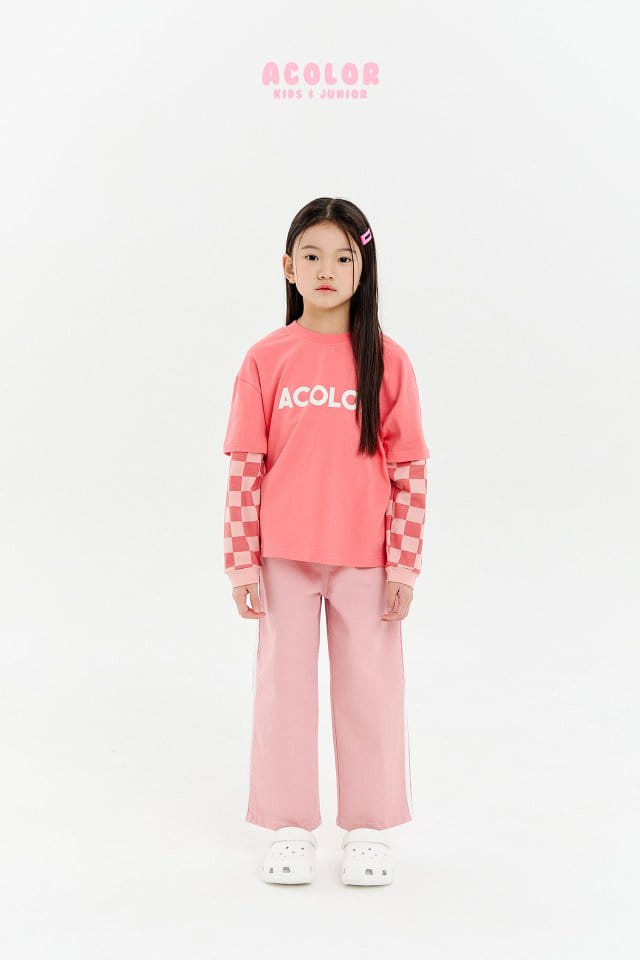 Acolor - Korean Children Fashion - #fashionkids - Check Board Layered Tee - 5