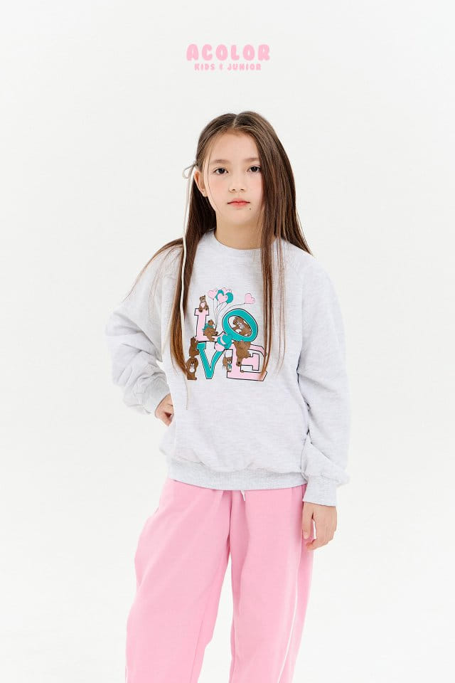 Acolor - Korean Children Fashion - #kidsshorts - Love Bear Sweatshirt - 9