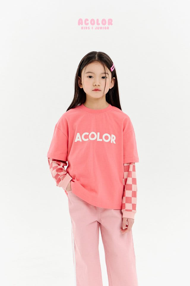 Acolor - Korean Children Fashion - #kidsshorts - Check Board Layered Tee - 6