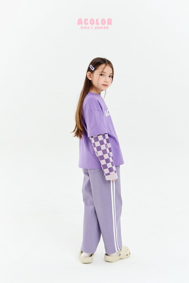 Acolor - Korean Children Fashion - #kidzfashiontrend - Check Board Layered Tee - 8