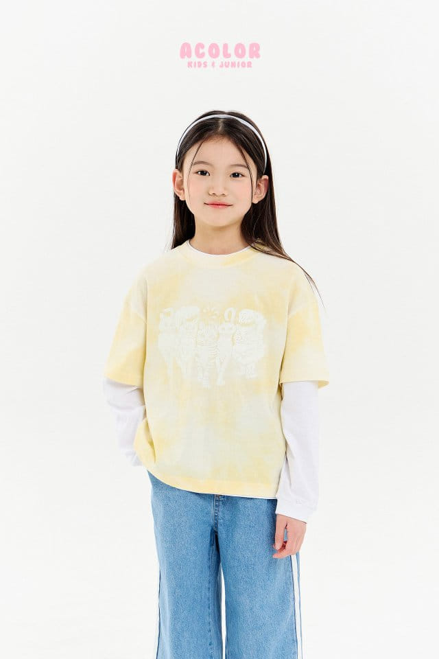 Acolor - Korean Children Fashion - #kidzfashiontrend - Cats Layered Tee - 7