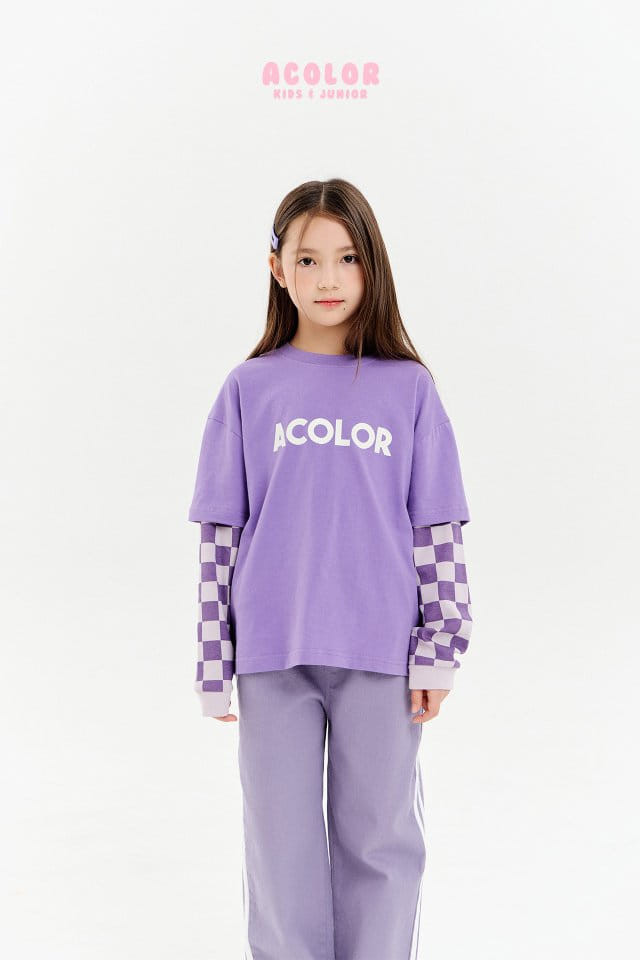 Acolor - Korean Children Fashion - #littlefashionista - Check Board Layered Tee - 10