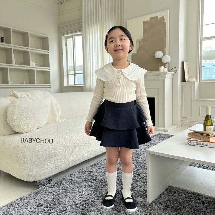 Babychou - Korean Children Fashion - #childrensboutique - Twice Collar Tee - 2