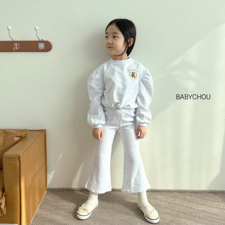 Babychou - Korean Children Fashion - #kidsshorts - Peach Bear Top Bottom Set