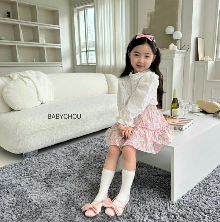 Babychou - Korean Children Fashion - #fashionkids - Embrodiery Frill Blouse - 4