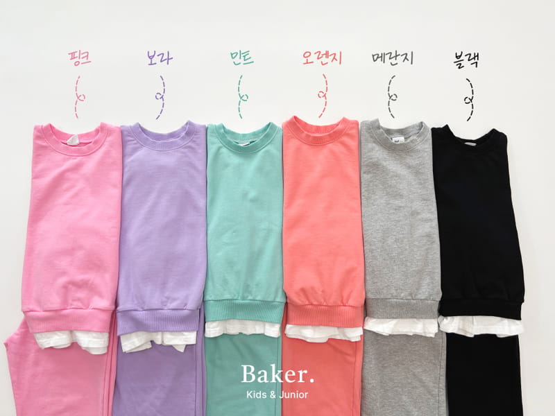 Baker - Korean Children Fashion - #childrensboutique - Layered Sweatshirt Top Bottom Set - 10