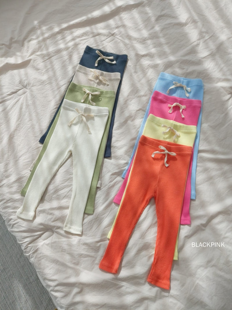 Black Pink - Korean Children Fashion - #childrensboutique - Rib Ribbon Leggings