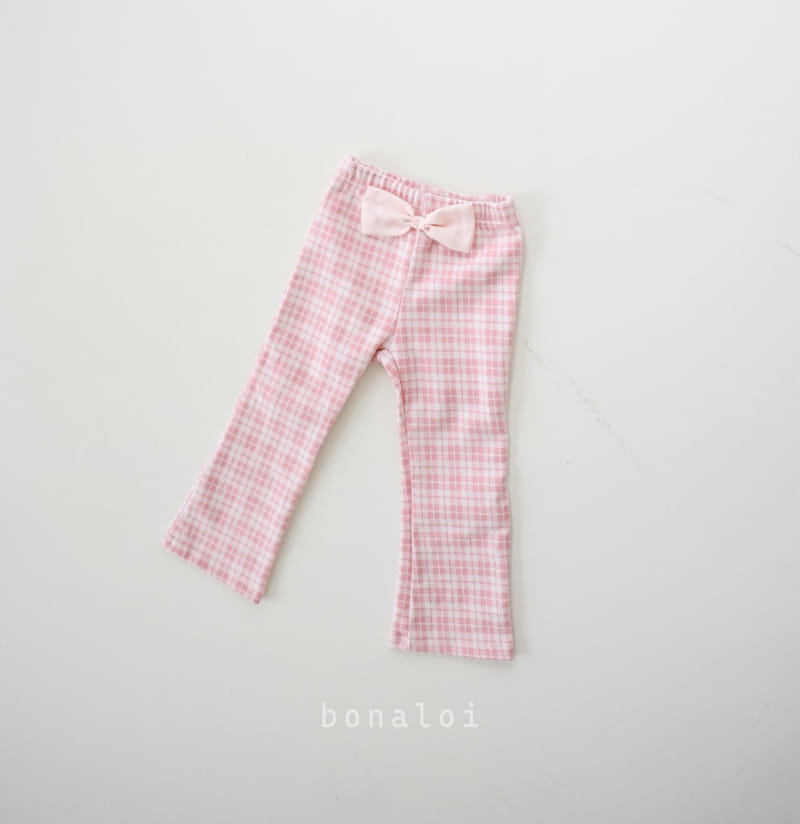 Bonaloi - Korean Children Fashion - #designkidswear - Check Ribbon Pants