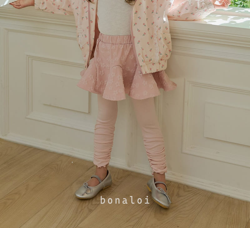 Bonaloi - Korean Children Fashion - #discoveringself - Jaquard Shirring Skirt Leggings - 3