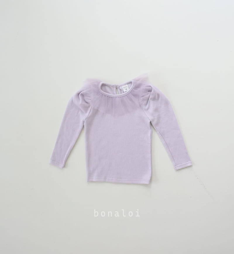 Bonaloi - Korean Children Fashion - #kidsshorts - Neck Mesh Tee