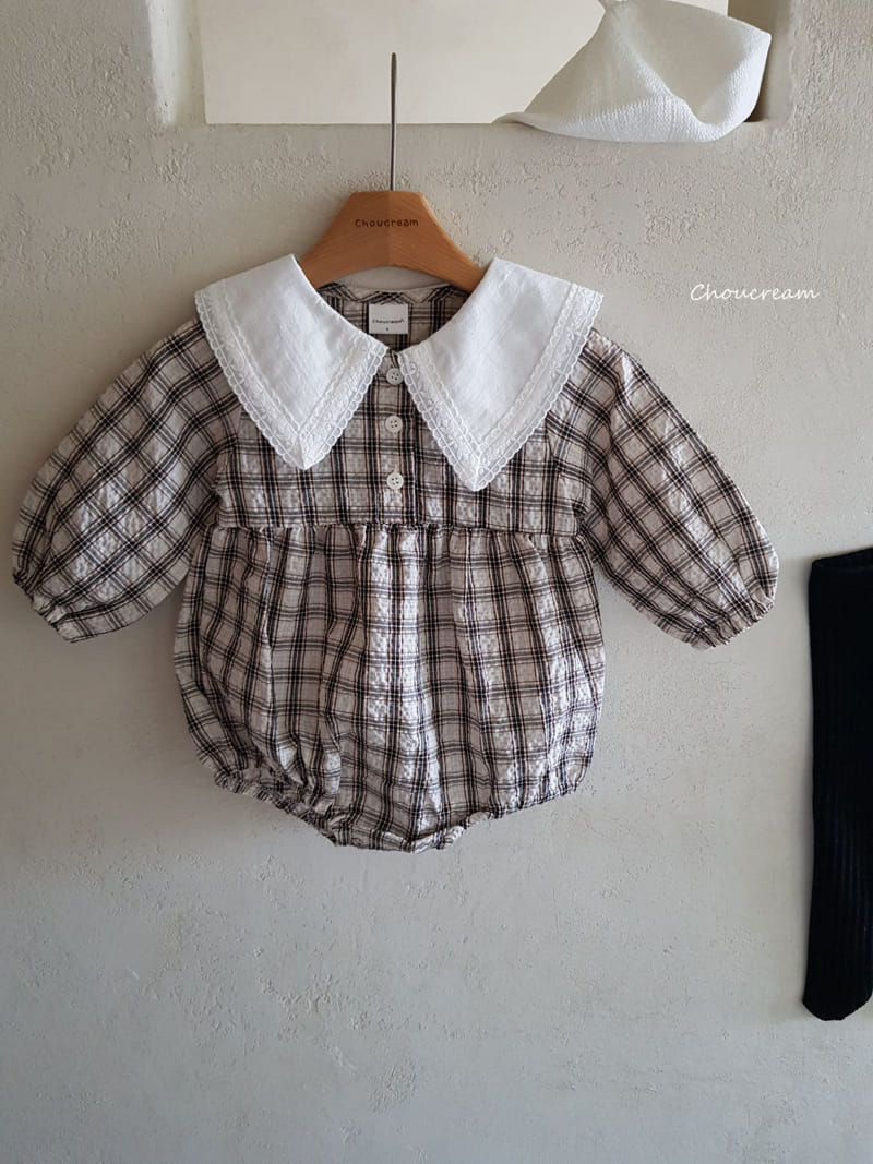 Choucream - Korean Baby Fashion - #babyboutiqueclothing - Check Collar Bodysuit - 5