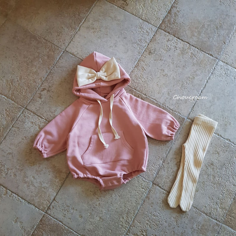 Choucream - Korean Baby Fashion - #babyoutfit - Ribbon Hoody Bodysuit - 3