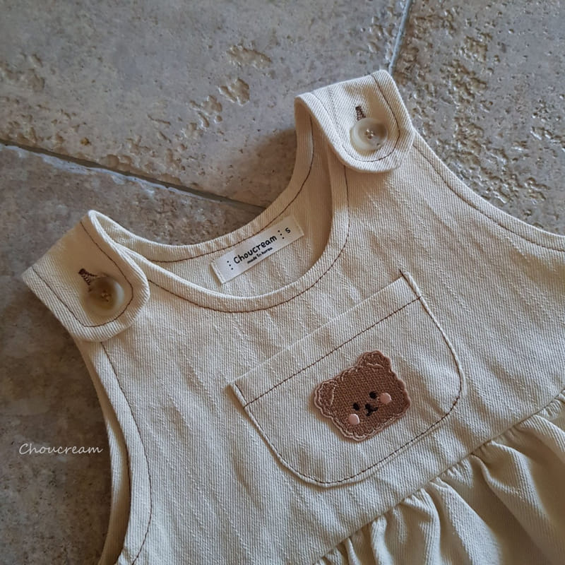 Choucream - Korean Baby Fashion - #babyoutfit - Bear Dungarees Bodysuit - 6