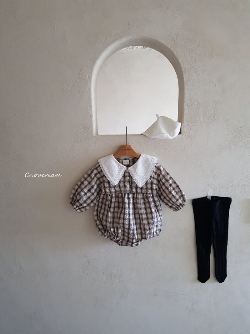 Choucream - Korean Baby Fashion - #onlinebabyboutique - Check Collar Bodysuit