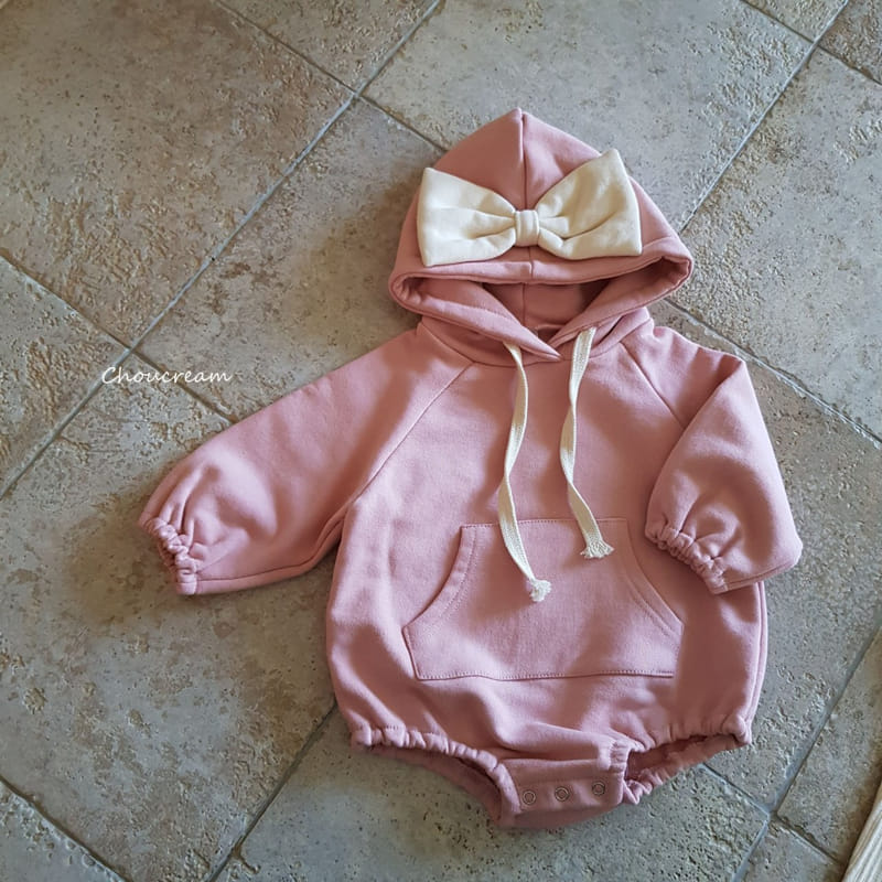 Choucream - Korean Baby Fashion - #onlinebabyshop - Ribbon Hoody Bodysuit - 6