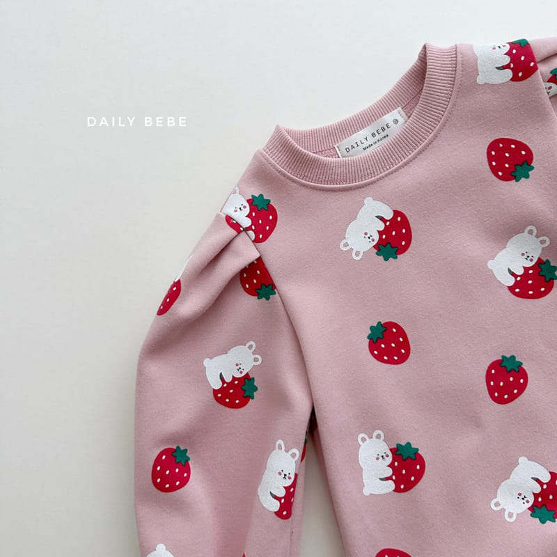 Daily Bebe - Korean Children Fashion - #designkidswear - Strawberry Rabbit One-piece - 2