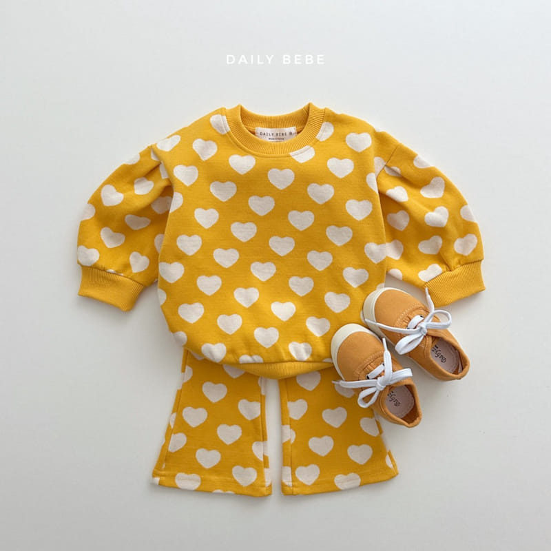 Daily Bebe - Korean Children Fashion - #kidsshorts - Heart Jacquard Top Bottom Set - 3