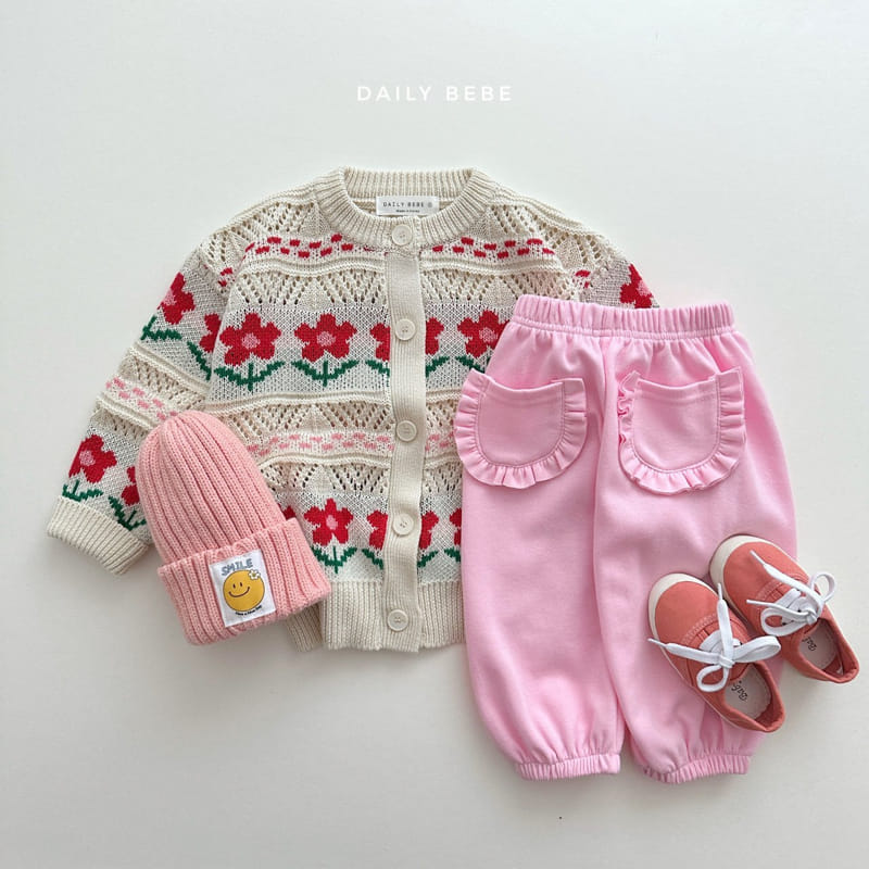 Daily Bebe - Korean Children Fashion - #kidsshorts - Flower Cardigan - 4