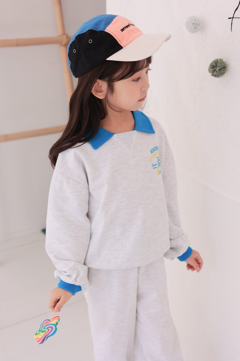 Dalla - Korean Children Fashion - #Kfashion4kids - Collar Color Top Bottom Set - 5