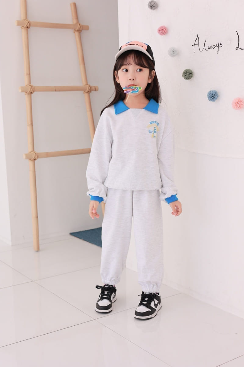 Dalla - Korean Children Fashion - #fashionkids - Collar Color Top Bottom Set