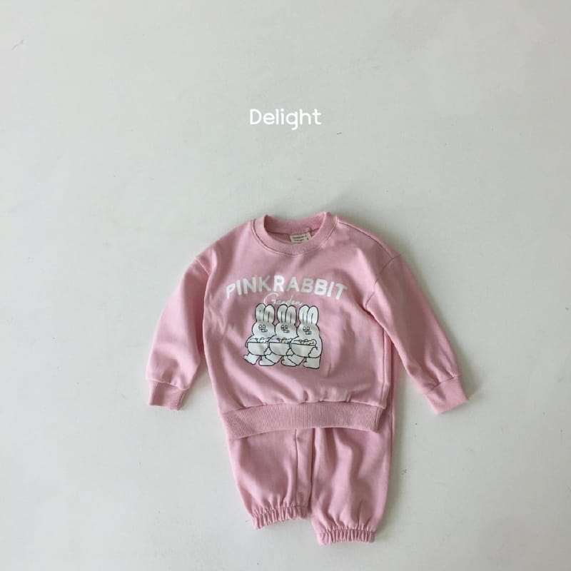 Delight - Korean Children Fashion - #childofig - Pink Rabbit Top Bottom Set - 7