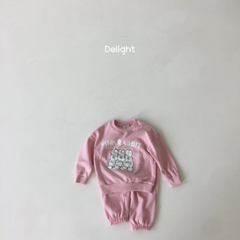 Delight - Korean Children Fashion - #childrensboutique - Pink Rabbit Top Bottom Set - 8