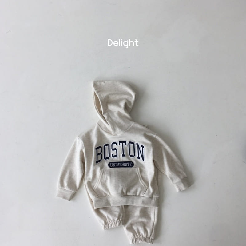 Delight - Korean Children Fashion - #childofig - Embrodiery Boston Hoody Top Bottom Set - 4