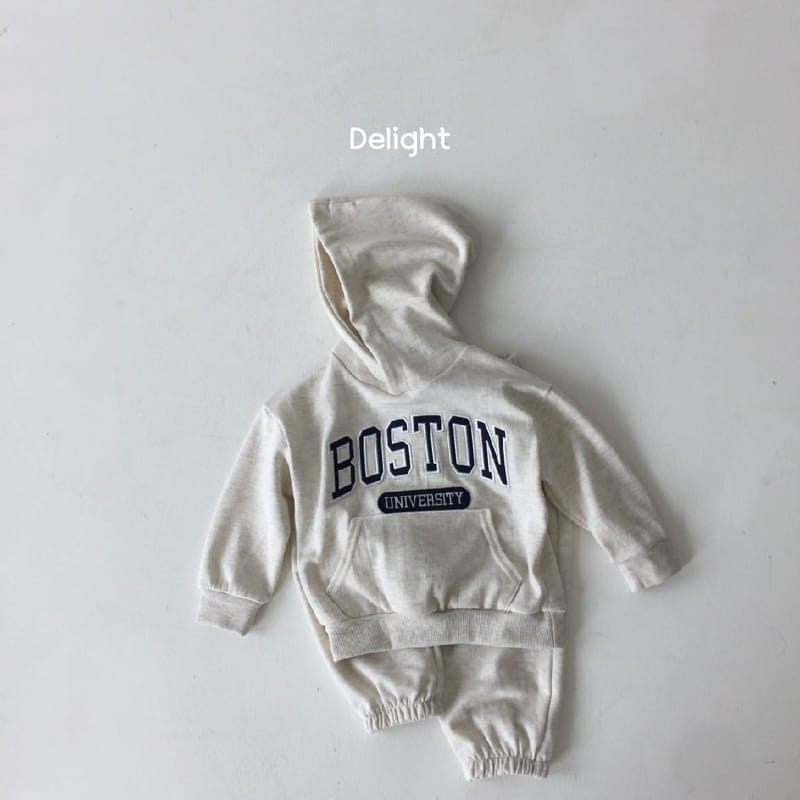 Delight - Korean Children Fashion - #designkidswear - Embrodiery Boston Hoody Top Bottom Set - 5