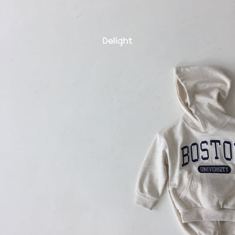 Delight - Korean Children Fashion - #fashionkids - Embrodiery Boston Hoody Top Bottom Set - 7