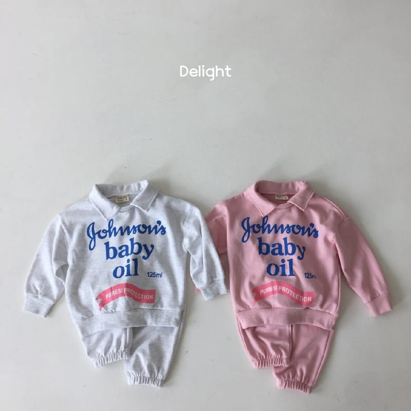 Delight - Korean Children Fashion - #kidsshorts - Oil Collar Top Bottom Set - 2