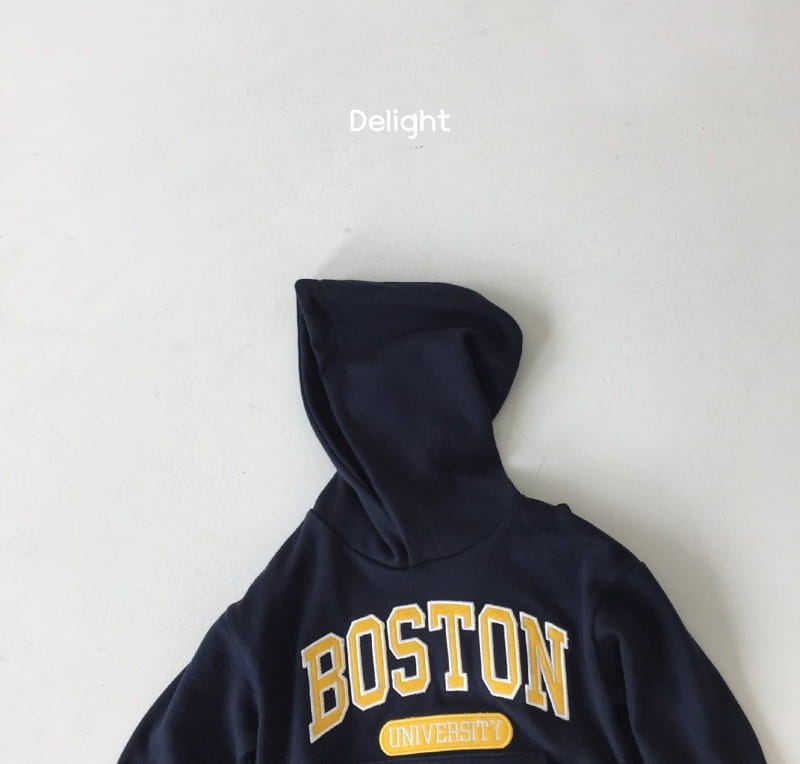 Delight - Korean Children Fashion - #kidsstore - Embrodiery Boston Hoody Top Bottom Set - 9