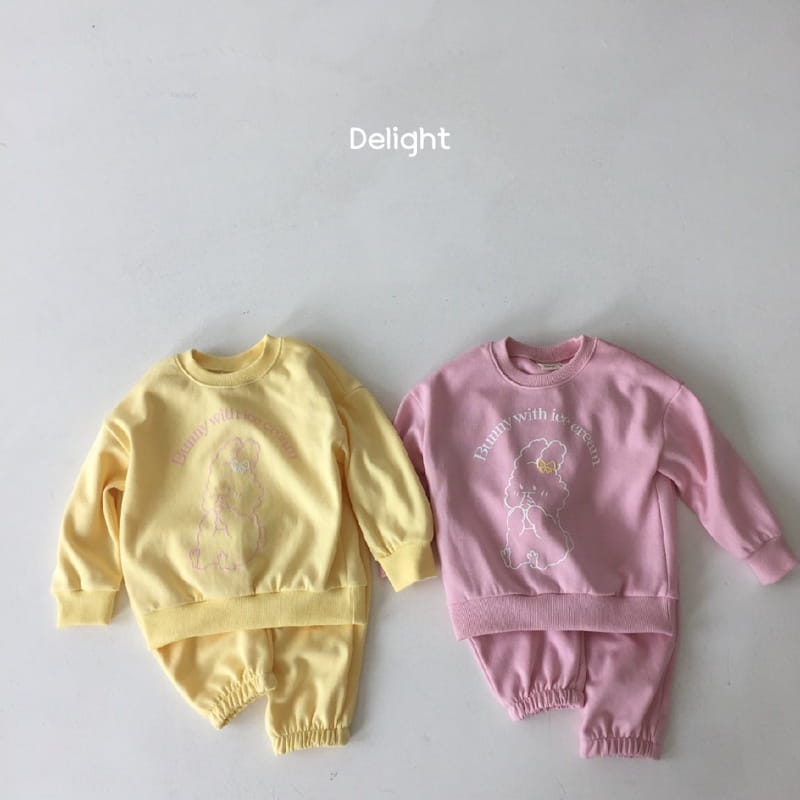 Delight - Korean Children Fashion - #kidzfashiontrend - Embo Bunny Top Bottom Set - 2