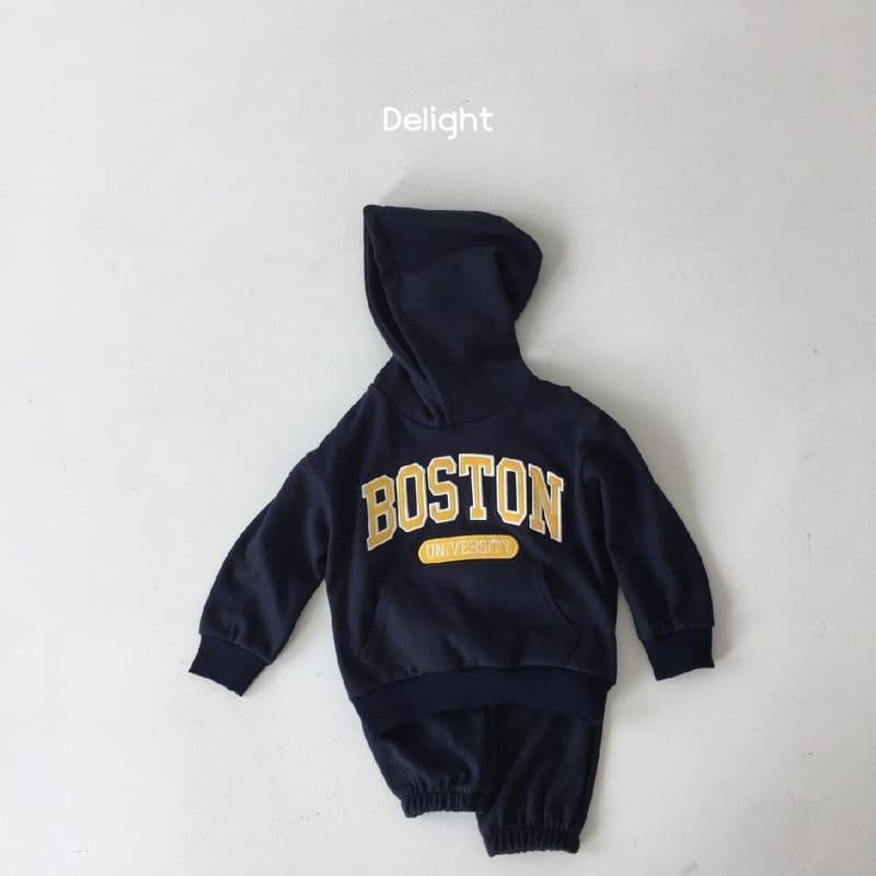 Delight - Korean Children Fashion - #kidzfashiontrend - Embrodiery Boston Hoody Top Bottom Set - 10