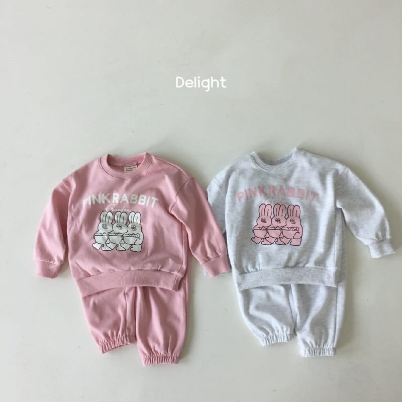 Delight - Korean Children Fashion - #magicofchildhood - Pink Rabbit Top Bottom Set