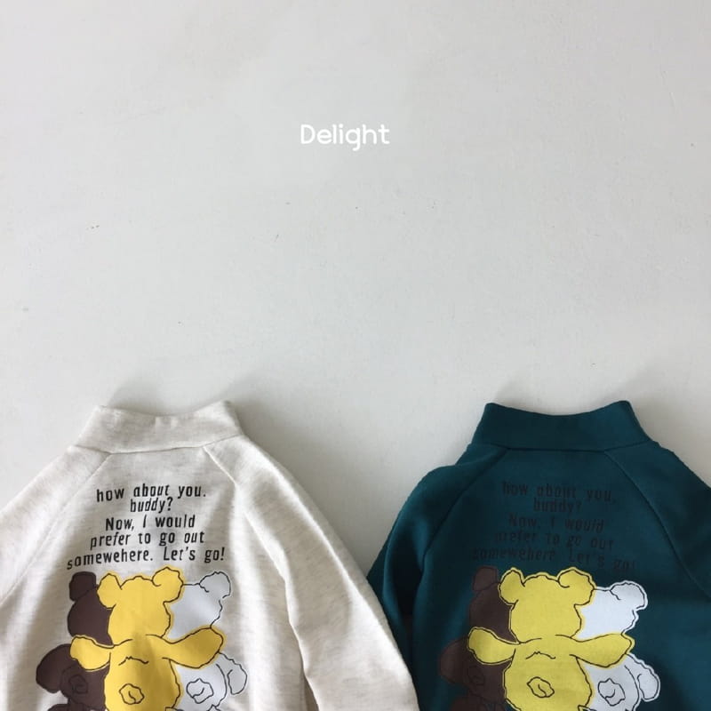 Delight - Korean Children Fashion - #magicofchildhood - Three Bears Half Zip-up Top Bottom Set - 4