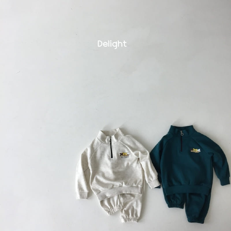 Delight - Korean Children Fashion - #prettylittlegirls - Three Bears Half Zip-up Top Bottom Set - 5