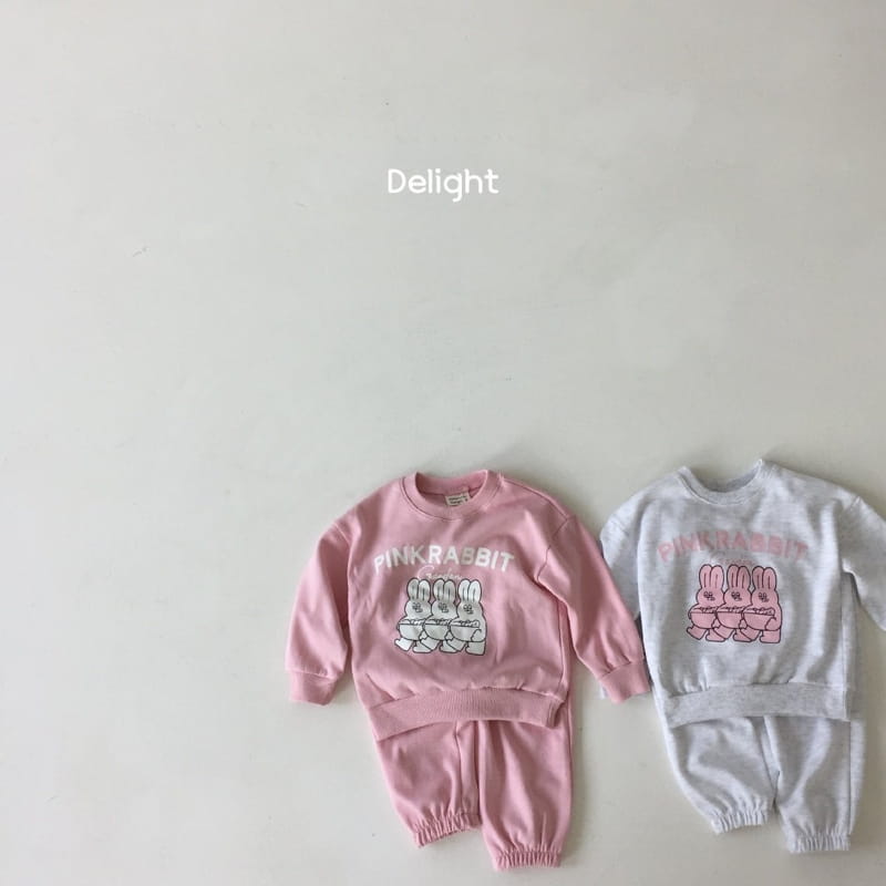 Delight - Korean Children Fashion - #prettylittlegirls - Pink Rabbit Top Bottom Set - 3